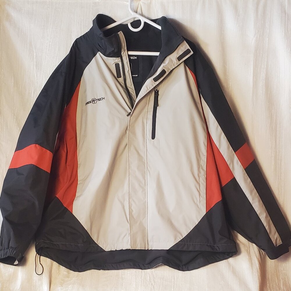 Free Tech Jacket Mens Sz 2XL50-52 Fleece Lined Soft Shell Zipper Water Resistant